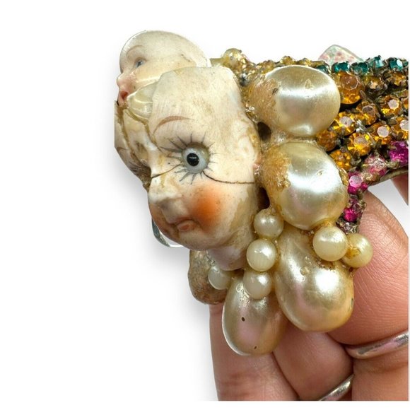 Wendy Gell Wristie Creepy Haunted Doll Face Crystal Cuff Bracelet - Picture 8 of 13